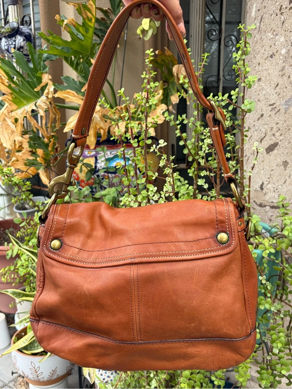 Coach Leather Shoulder Bag in Chestnut Tan